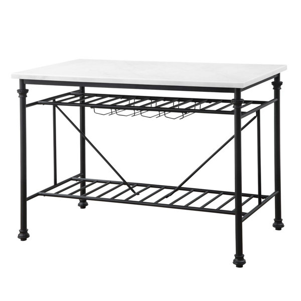 Williston Hannelie 50'' Wide Kitchen Island with Marble Top Wayfair